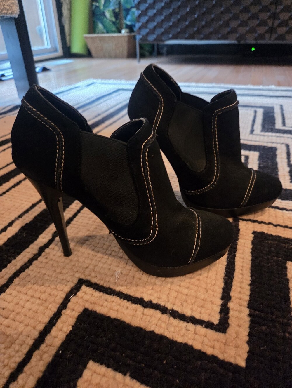 Suede High-Heel Ankle Booties
